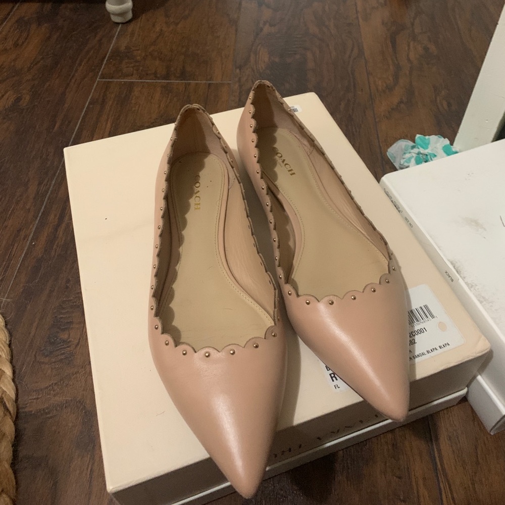 Coach Leather Flats Nude Pink